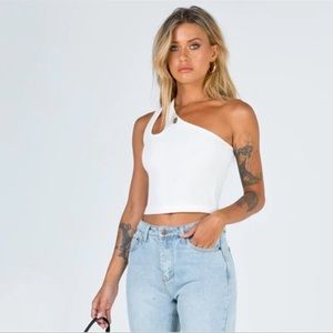 PRINCESS POLLY TOP WHITE ONE SHOULDER SIZE 6